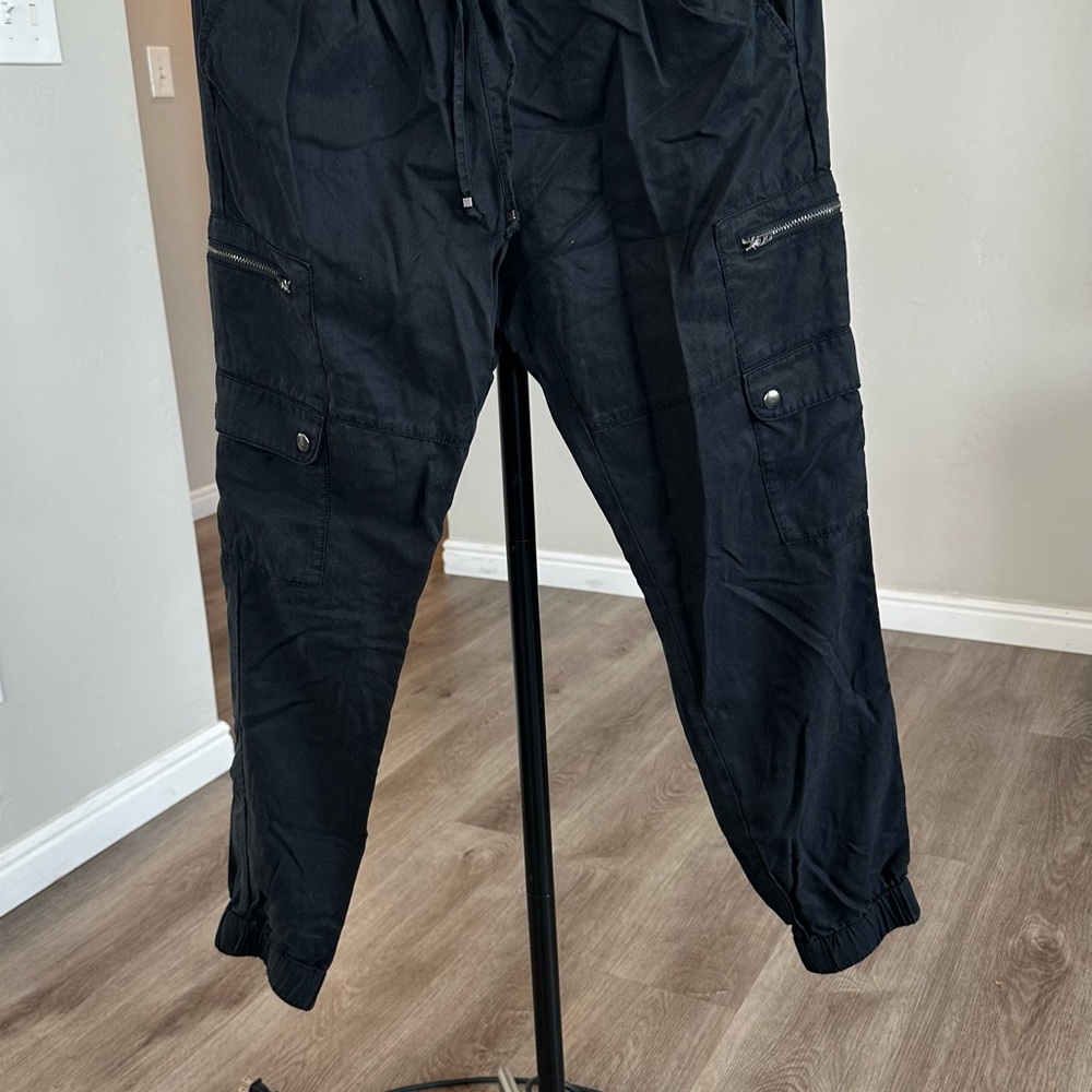 Banana Republic Women's Jogger Tencel Black Cargo Pants